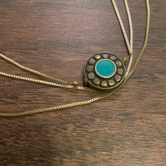 Multi-strand Necklace with Turquoise Pendant - Picture 4 of 5